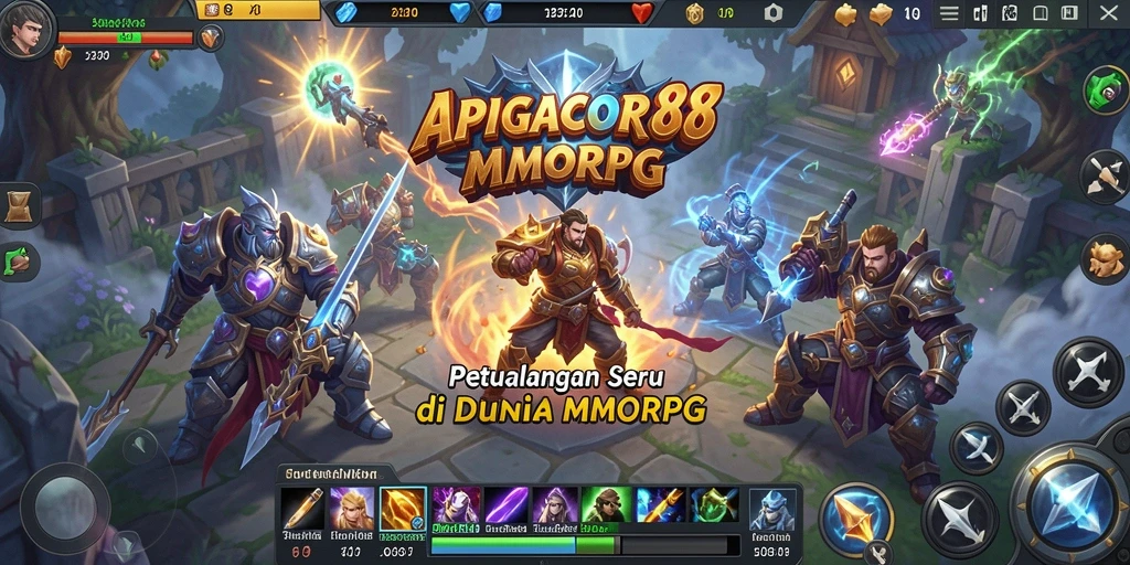Tangkapan layar utama APIGACOR88 menampilkan aksi pertarungan epik di dunia MMORPG.