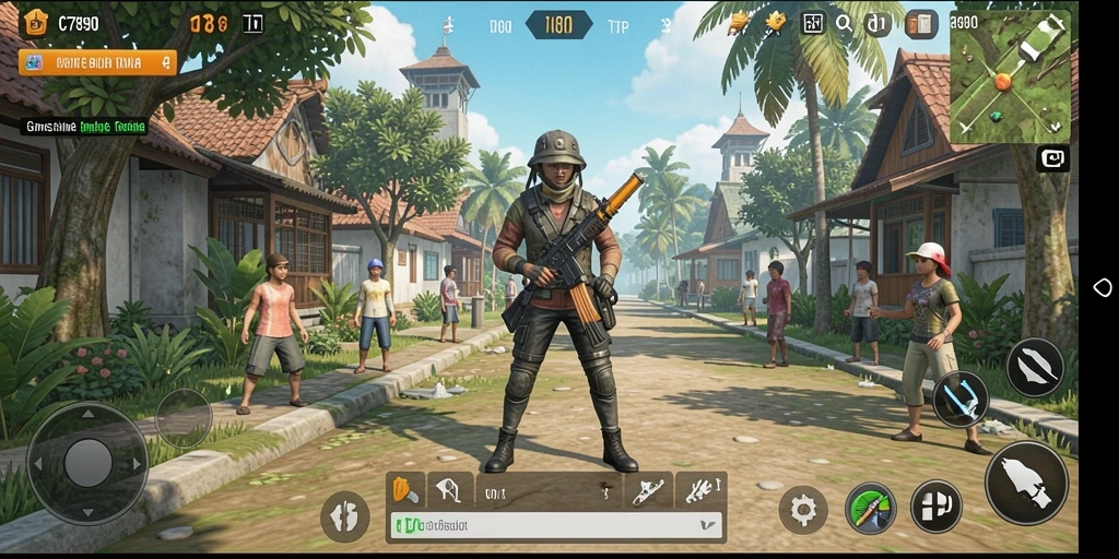 Tampilan gameplay <strong>C7890</strong> menampilkan karakter yang berinteraksi dalam dunia simulasi.