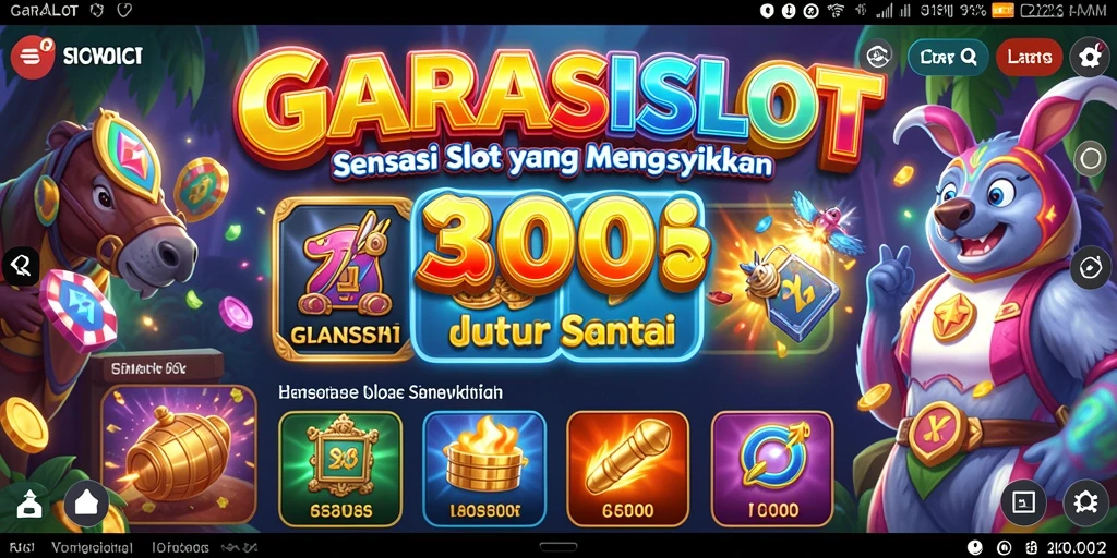 Screenshot gameplay GARASISLOT menampilkan kombinasi warna cerah dan slot yang menarik.