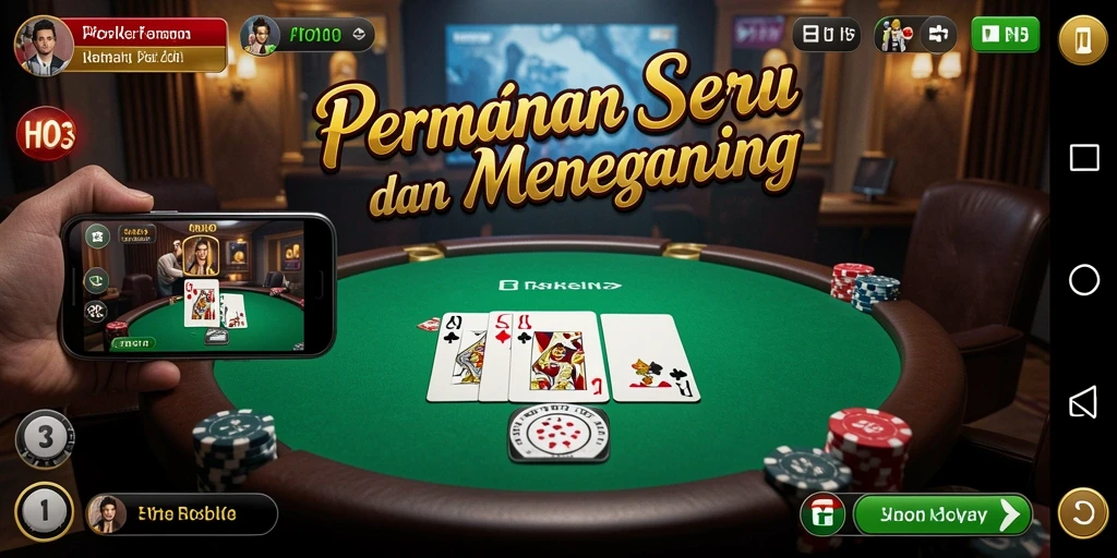Screenshot H03 menampilkan serunya gameplay poker dengan interaksi sosial.