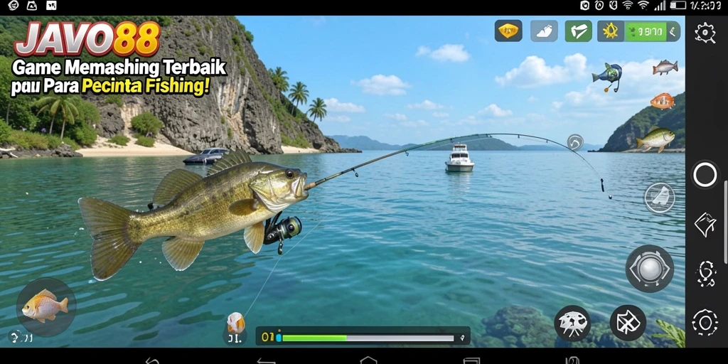Screenshot utama <strong>JAVO88</strong> menampilkan gameplay mendebarkan saat memancing.