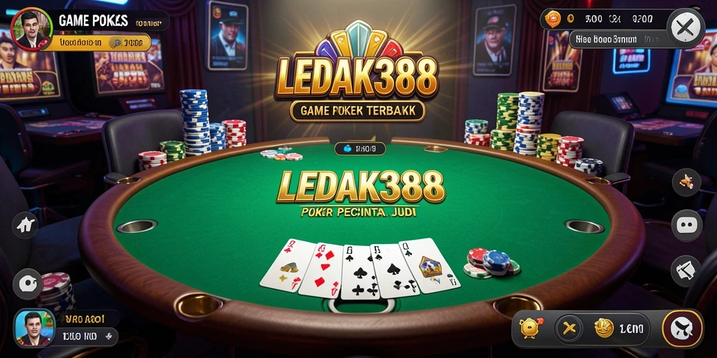 Screenshot LEDAK388 menunjukkan gameplay seru di meja poker.