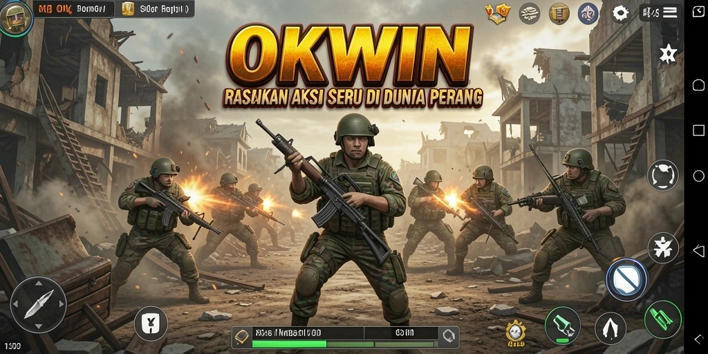 Screenshot menampilkan intensitas aksi dalam gameplay OKWIN.
