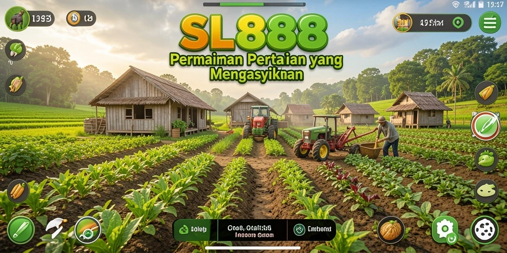Tampilan gameplay SL888 dengan pertanian yang hijau dan subur.
