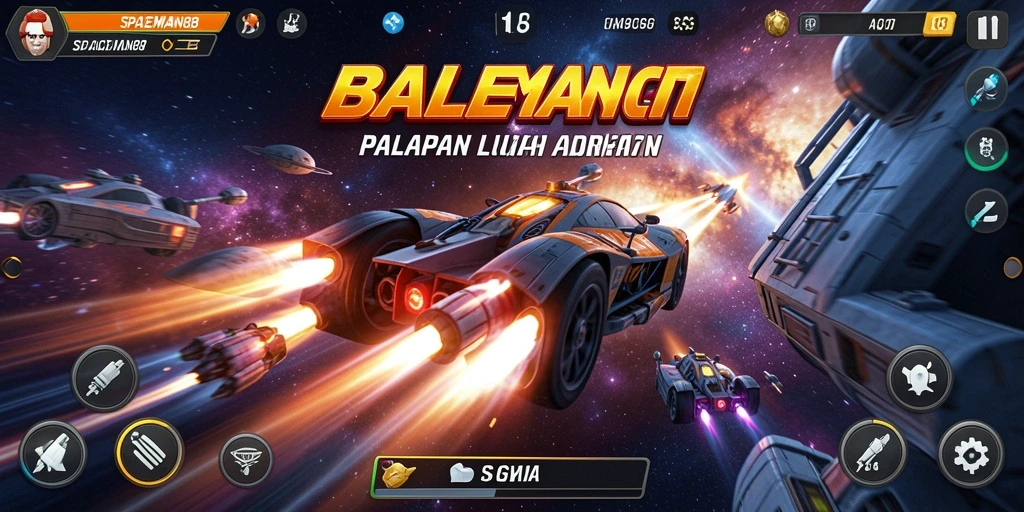 Tampilan menarik dari gameplay balapan luar angkasa SPACEMAN88.