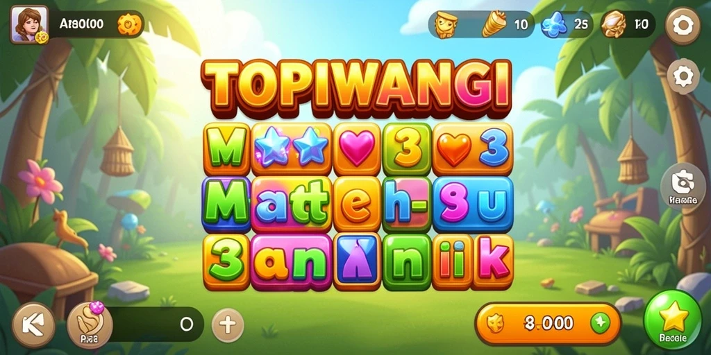 Tampilan gameplay seru TOPIWANGI yang penuh warna.