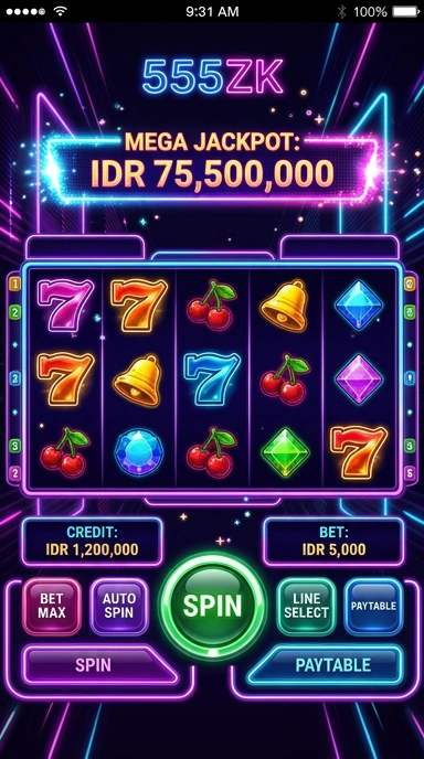 Tampilan utama aplikasi 555zk dengan berbagai pilihan aplikasi.
